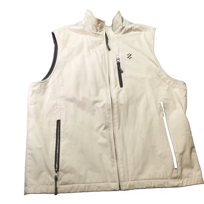 Izod PFX Mens Beige Vest Size L With Zip Pockets & Stand Collar - Image 1 of 4