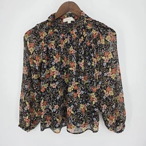 Loft Dark Floral Peasant Blouse Maximalist XSP - Picture 1 of 6