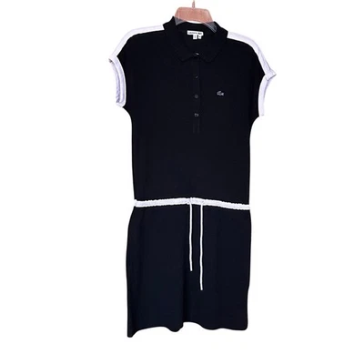 Vestido polo para mujer Lacoste talla 38 EE. UU. 6 negro blanco tenis deportivo-prep piqué Foto 1 de 4