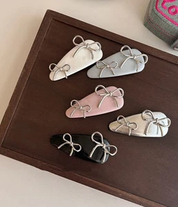 Girls Silver Bowknot Snap Hair Clips Hair Clip Pins BB Hairpin Metal Barrettes - Picture 1 of 11