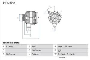Bosch 0 986 039 750 Generator für MERCEDES-BENZ - Picture 1 of 1