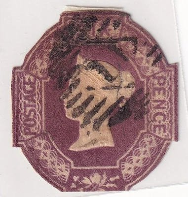 1854 Great Britain Queen Victoria 6d Embossed – Lilac – Cut to Shape - Image 1 of 2