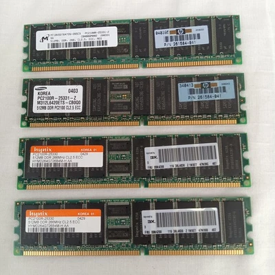 2GB - (4x) PC2100R 512mb RAM - DDR SDRAM - 266MHz - CL2.5 ECC - 184 Pin - Image 1 of 2