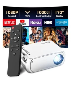 Mini Projector With WiFi, Portable Projector for iPhone, Movie Projector HD 1... - Picture 1 of 8
