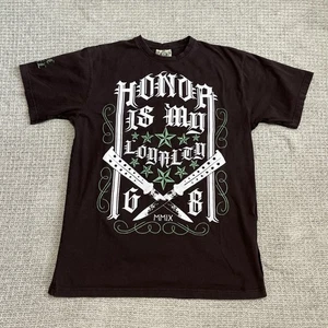 Y2K Blac Label Big Print Emo Grunge Size 3XL Brown 90s Affliction Like - Picture 1 of 7