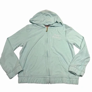 Juicy Couture Mädchen 16 hellblau Frottee Y2K Streetwear Jacke Reißverschluss Hoodie Logo - Bild 1 von 10
