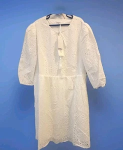 NWT REVEROF White Cotton Eyelet Dress 1 Sm. & 1 Large 3/4 Sleeve - Picture 1 of 8