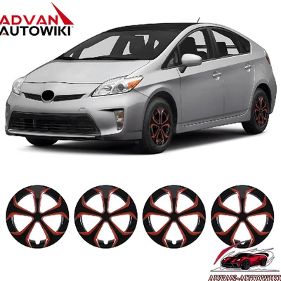 4pcs/set Wheel Rim Cover Hubcaps For 2010-15 TOYOTA PRIUS Black &Red Lacquer - Изображение 1 из 4