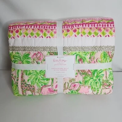 Pottery Barn Kids Lilly Pulitzer Twin Patchwork Quilt On Parade Pink Green NWT - Image 1 of 4