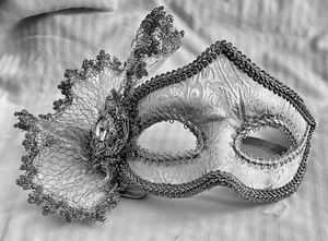 Maske Damen Silber Spitze Juwel glänzend - Bild 1 von 3