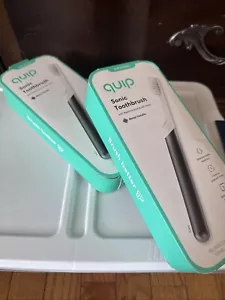 NEW SEALED QUIP ELECTRIC TOOTHBRUSH 2 MINUTE TIMER SLATE METAL 2 boxes lot - Picture 1 of 3
