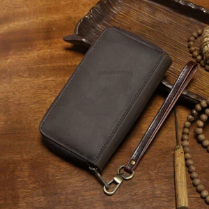 Estuche de reloj retro de cuero genuino 2 ranuras para relojes de pulsera de viaje caja de almacenamiento soporte - Imagen 1 de 31