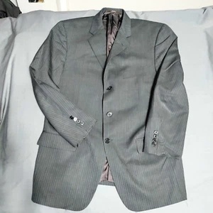 Joseph Abboud Men 40R Blazer Gray Pinstripe 100% Wool 3 Button Jacket Sport Coat - Picture 1 of 9