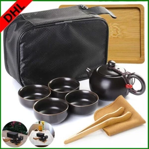 Reise Tee Set mit Tasche, DekorationTeekannen Set mit 4 Tassen, Geschenk,Schwarz - Bild 1 von 15