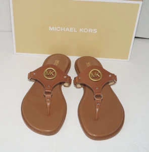 NIB Authentic MICHAEL KORS CONWAY Brown Leather Women's Sandal Size 9 M - Picture 1 of 9