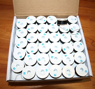Prewound bobbins box of 144 pcs  style M size 45 nylon color black - Image 1 of 3