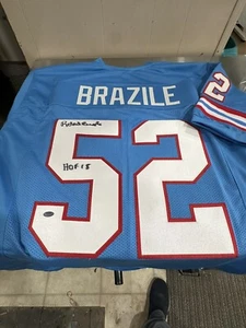 Robert Brazile Autographed Blue Throwback Custom Football Jersey Schartz COA - Picture 1 of 5