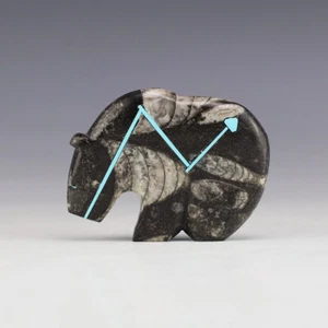 NATIVE AMERICAN ZUNI ORTHOCERAS BEAR FETISH BY KENRIC LAIWAKETE - Picture 1 of 8
