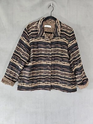 Chaqueta Camisa Coldwater Creek Mujer Estampado Leopardo Abotonada Manga Larga XL Foto 1 de 4