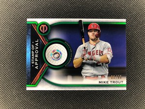 2021 Topps Tribute Mike Trout Stamp of Approval Relic Green Parallel #’d 2/99!