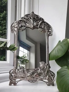 Art Nouveau WMF Maiden Mirror Replica Silver Coloured Metalic free standing - Picture 1 of 20
