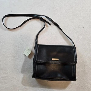 Liz Claiborne VTG Black Crossbody Purse NWT Red Interior Y2K - Picture 1 of 12