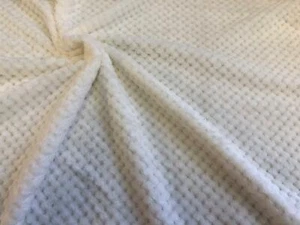 Luxury Soft Cuddle Fleece HONEYCOMB WAFFLE Fabric Material - WHITE - Picture 1 of 1