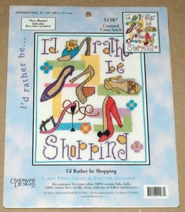 Kit de punto de cruz floral/de diseñador Candamar ""I'd Rather Be Shopping nuevo en paquete - Imagen 1 de 2