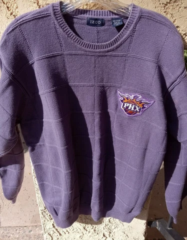 Phoenix Suns (NBA) ribbed collar sweater, sz XL, purple, "square pattern", IZOD Cover