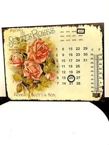 Metall Kalender Scotts Rosen mit Monat & Tag & Thermometer - Bild 1 von 5
