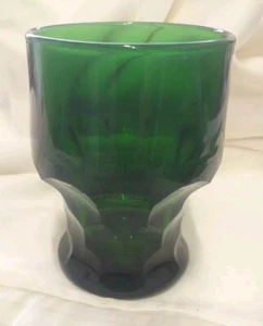 Vintage Anchor Hocking Set 4 Emerald Green Georgian Thumbprint Tumbler Glasses - Picture 1 of 4