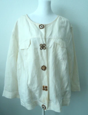 Ruby Rd Women's Ivory Jacket Decorative Buttons Plus Size-22W - Image 1 of 4