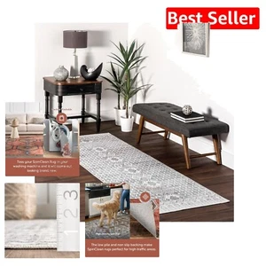 Trendy 2' x 8' Trellis Area Rug - Hettie Grey, Perfect for High Traffic Areas - Picture 1 of 8