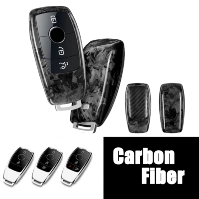 Funda de fibra de carbono para llavero de coche para Mercedes-Benz A B C E S G GLB GLC AMG Foto 1 de 4