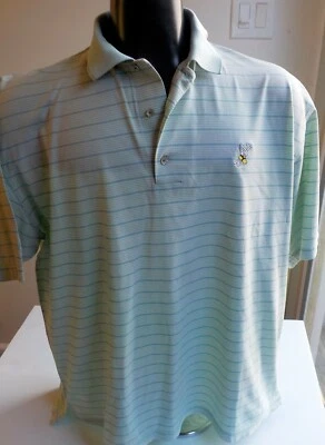 Ben Hogan Golf  Large Green Striped Short Sleeve Polo Shirt with Merion CC Logo - Image 1 of 4