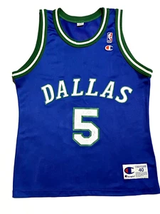 Vintage Authentic Champion NBA Dallas Mavericks Jason Kidd Jersey Size 40 Stitch - Picture 1 of 15