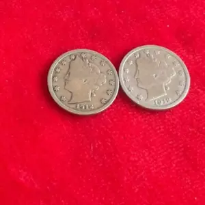 Lot of 2 1912 Liberty Head V Nickel D-1 - Picture 1 of 7