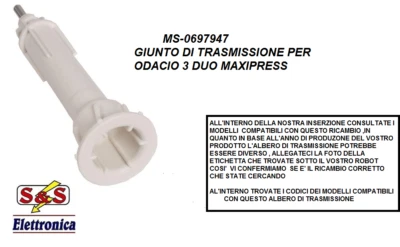 MS-0697947ALBERO DI TRASMISSIONE PER FRULLATORE ODACIO 3 DUO MAXIPRESS MOULINEX