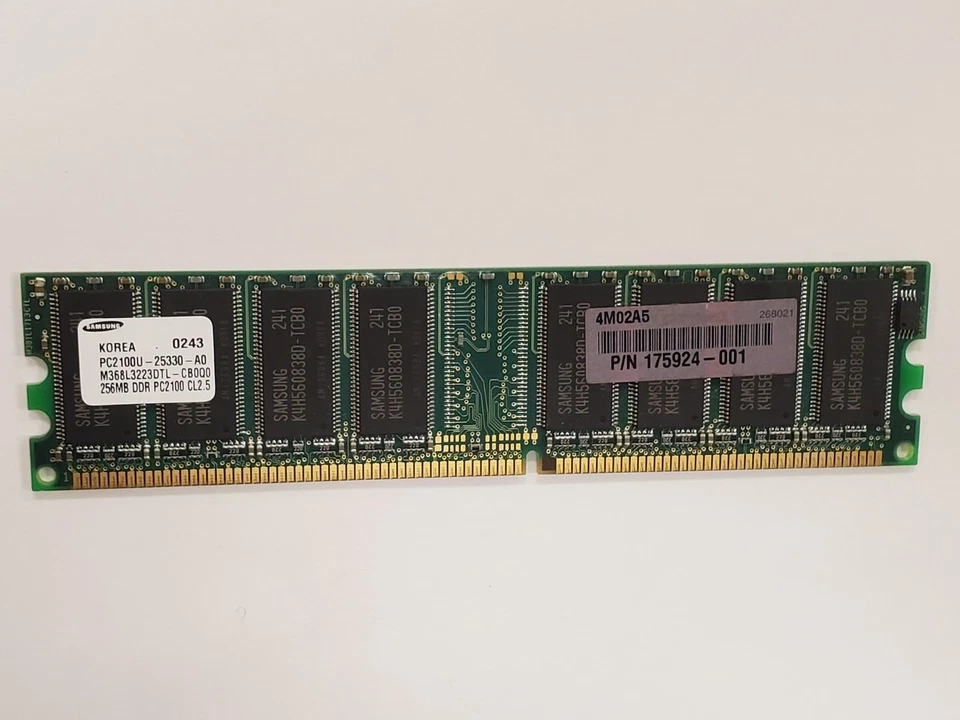 SAMSUNG 256MB DDR PC2100U-25330-A0 CL2.5 175924-001 Memory Module RAM - Image 1 of 1