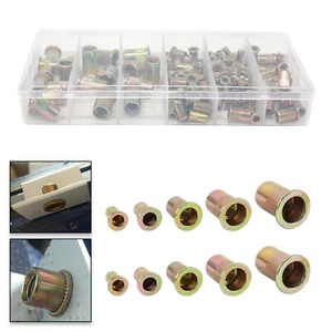 Tuercas de remache de hierro dorado - Herramienta de remache roscado de cabeza plana M4 M5 M6 M8 M10 - Imagen 1 de 7