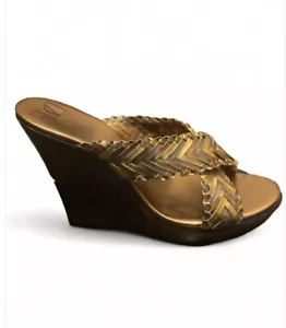 VINTAGE - DIANE VON FURSTENBERG GOLD BEIGE BRAUN WEDGES GRÖSSE - 11 - Bild 1 von 5