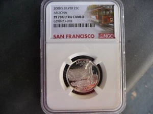 2008 s silver proof Arizona statehood quarter NGC PF 70 Ultra Cameo - Picture 1 of 4