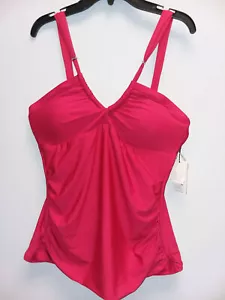 Calvin Klein Red Twist Front Tankini Swimsuit, Size Medium, Top only. - Picture 1 of 5