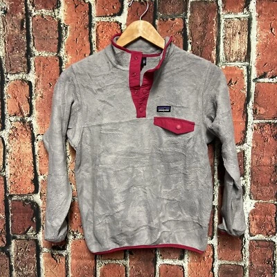 Patagonia LW Synchilla Snap-T Fleece Jacket Girls M 10 Gray Pink - Image 1 of 3