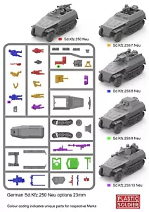 PSC German Sdkfz 250 NEU Halftrack 1/72 Scale Model Kit. 1 - Sprue - Picture 1 of 3