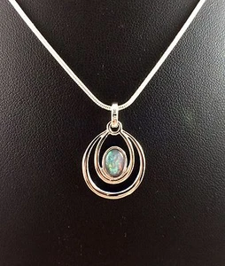 Circle Hoop Opal Triplet Necklace Pendant 18ct Solid Sterling Silver with Cert - Picture 1 of 10