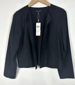 278 $ Eileen Fisher Petite PL schwarze sandgewaschene Tencel-Jacke neu mit Etikett - Bild 1 von 8