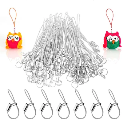 Silber Phone Lanyard Strap Schlüsselring Handy Anhänger Mobile Phone Charm Cord - Bild 1 von 4