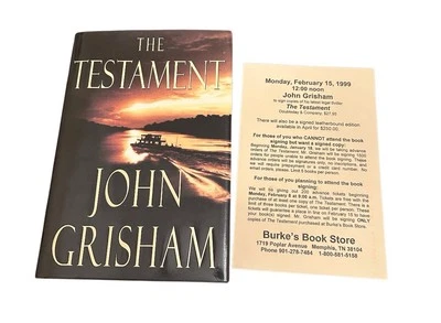 SIGNED 1st Edition  THE TESTAMENT : A Novel John Grisham HC DJ 1999 - Image 1 of 4
