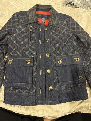 Chaqueta Blazer Deportiva Acolchada Marc By Marc Jacob’s Abrigo Denim Talla Grande Dorado Foto 1 de 4